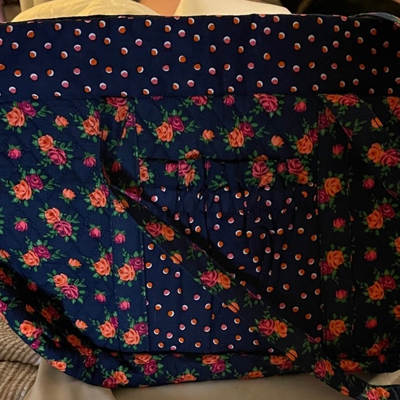 All things You Handbags - Whimsical Navy Floral and Polka Dot Tote Bag NWT Large